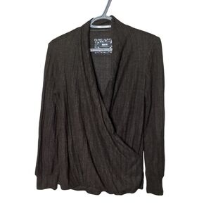 Maeve by Anthropoligoe Rafela Hacci Surplice Top Charcoal Size XS